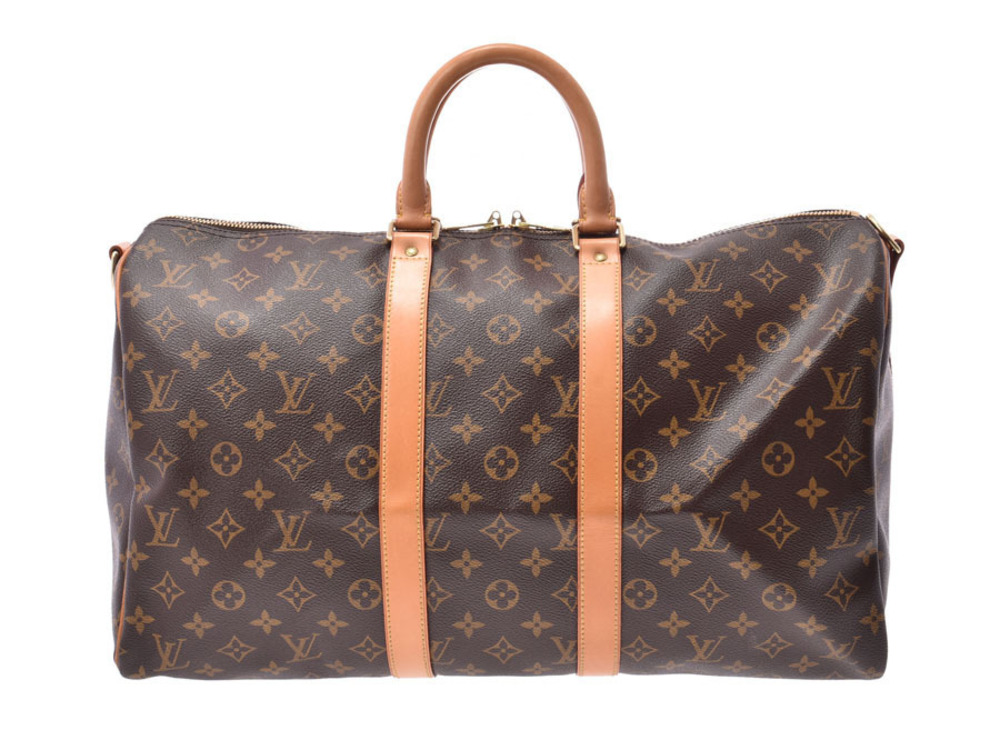 Louis Vuitton Brown Bag Leather Keepall Strap Boston Monogram - Picture 2 of 9